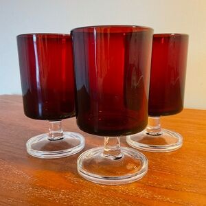 Vintage Luminarc Cavalier Ruby Red 4 oz Glassware 4” - Made in France